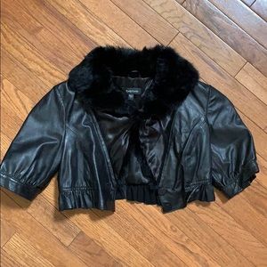 Bebe Cropped Leather Jacket